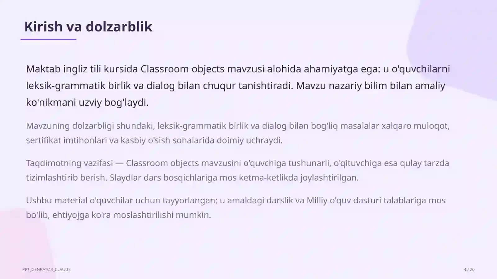 Classroom objects (2-sinf) 4