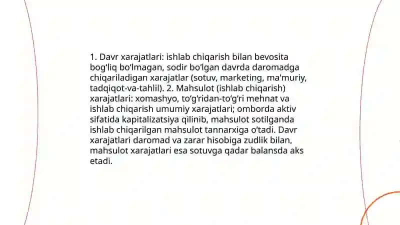 davr xarajatlari hisobi 4