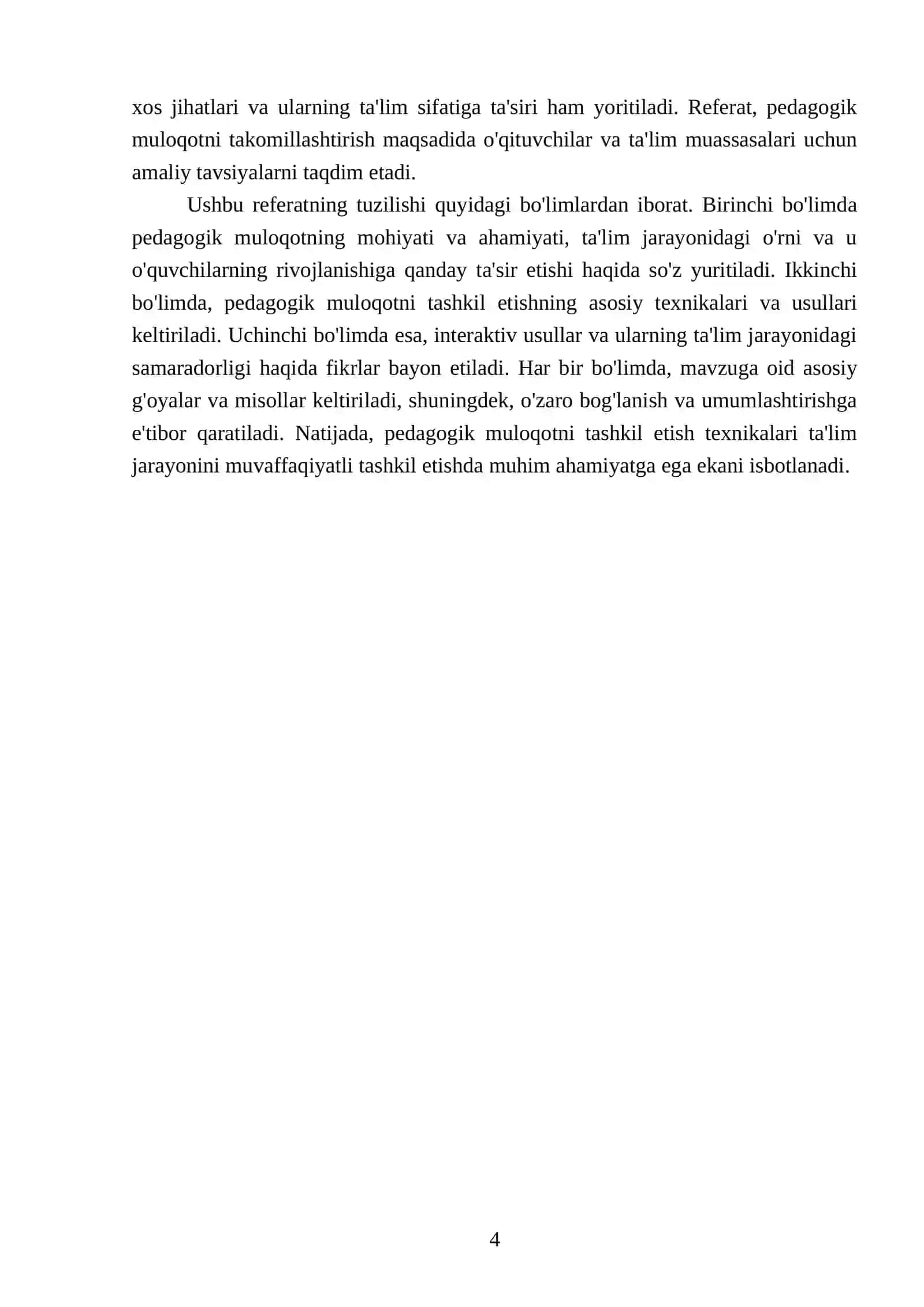 Pedagogik muloqotni tashkil etish texnikasi 4