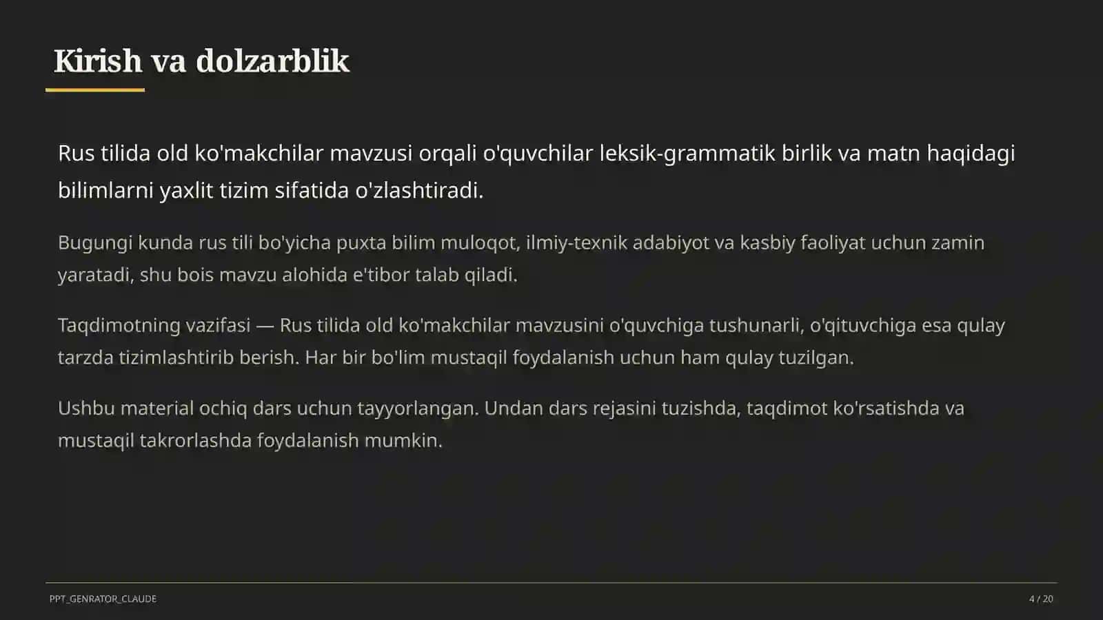Rus tilida old ko'makchilar (7-sinf) 4