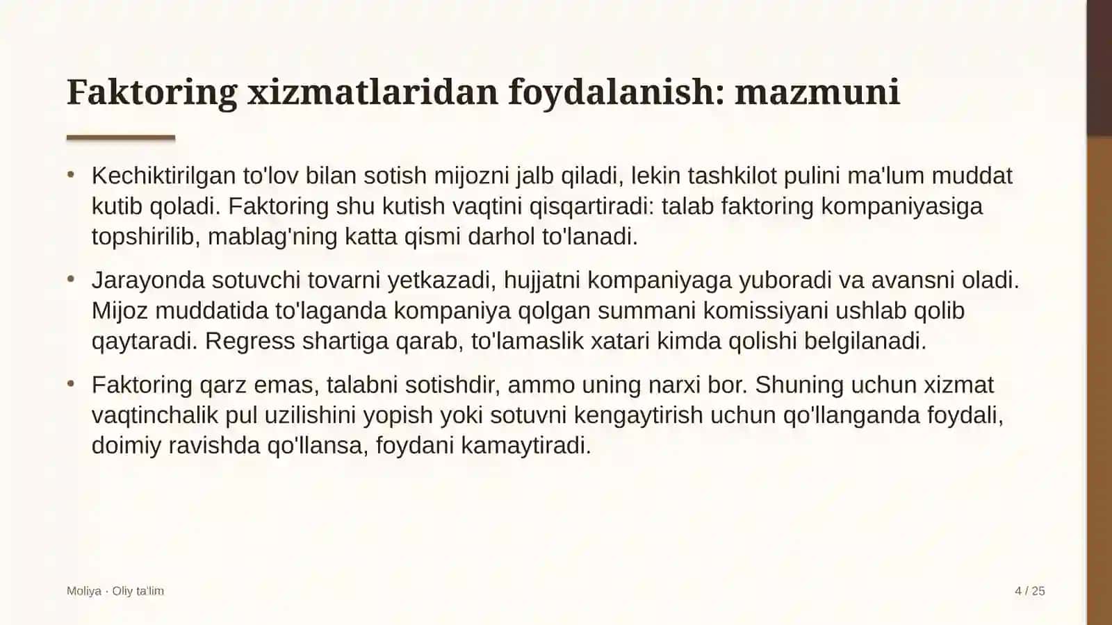eshik rom ishlab chiqarish korxonalarida faktoring xizmatlaridan foydalanish 7643 4