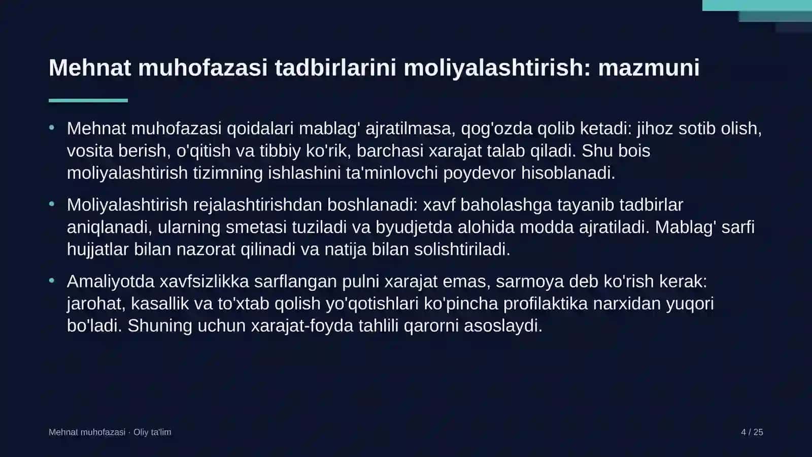 Kollektor-drenaj tizimlarida mehnat muhofazasi tadbirlarini moliyalashtirish 4