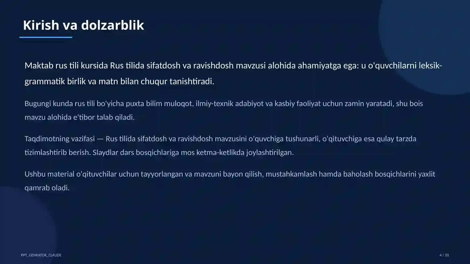 Rus tilida sifatdosh va ravishdosh (7-sinf) 4