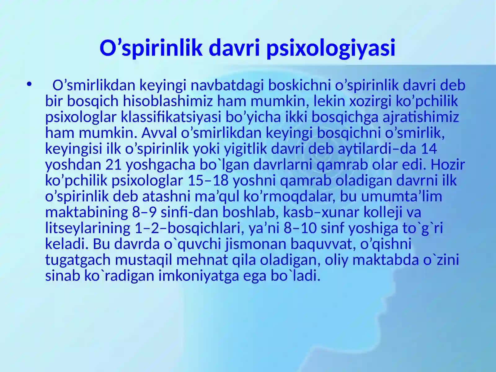 O’spirinlikdavri Psixologiyasi 4