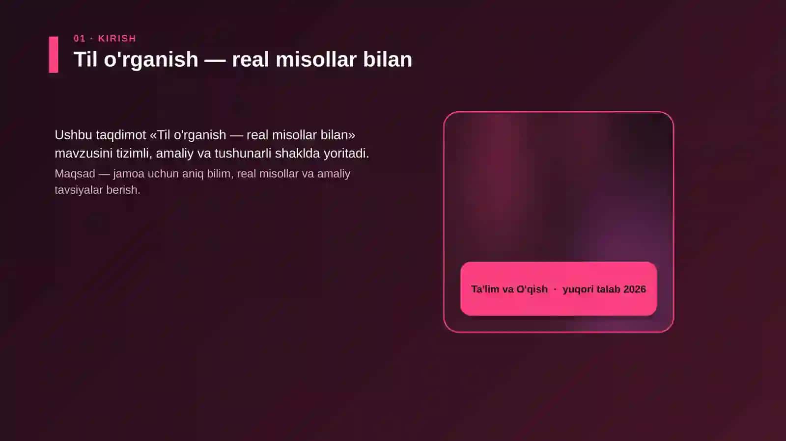 Til o'rganish — real misollar bilan 4