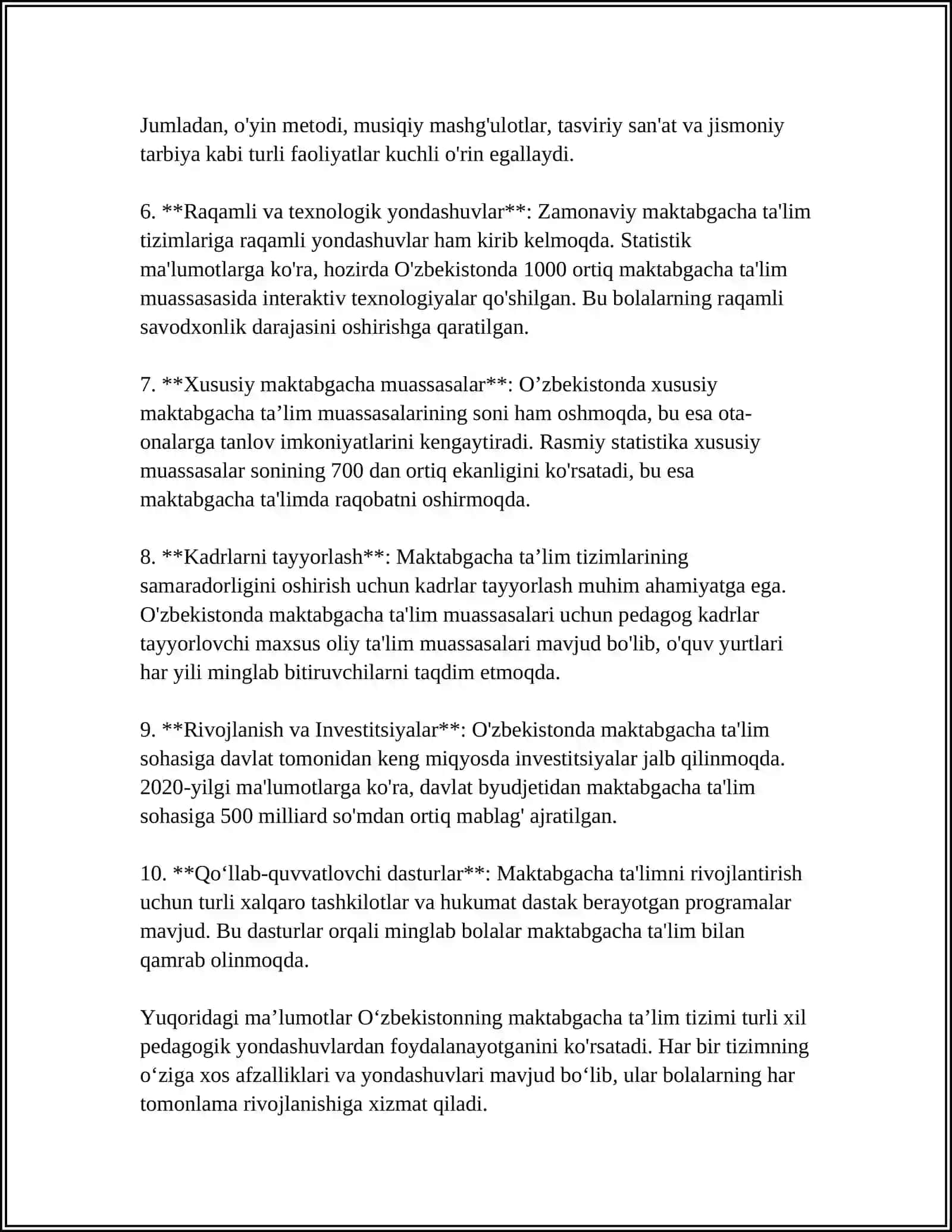 MAKTABGACHA TAʼLIMDA TURLI PEDAGOGIK TIZIMLAR F FREBEL MONTESSORI REGGIO EMILLA HUSUSIYATLARINI OʻRGANISH TALIM METODLARINI YAXLIT QILISH ULARDAGI FARQINI ANIQLASH 4
