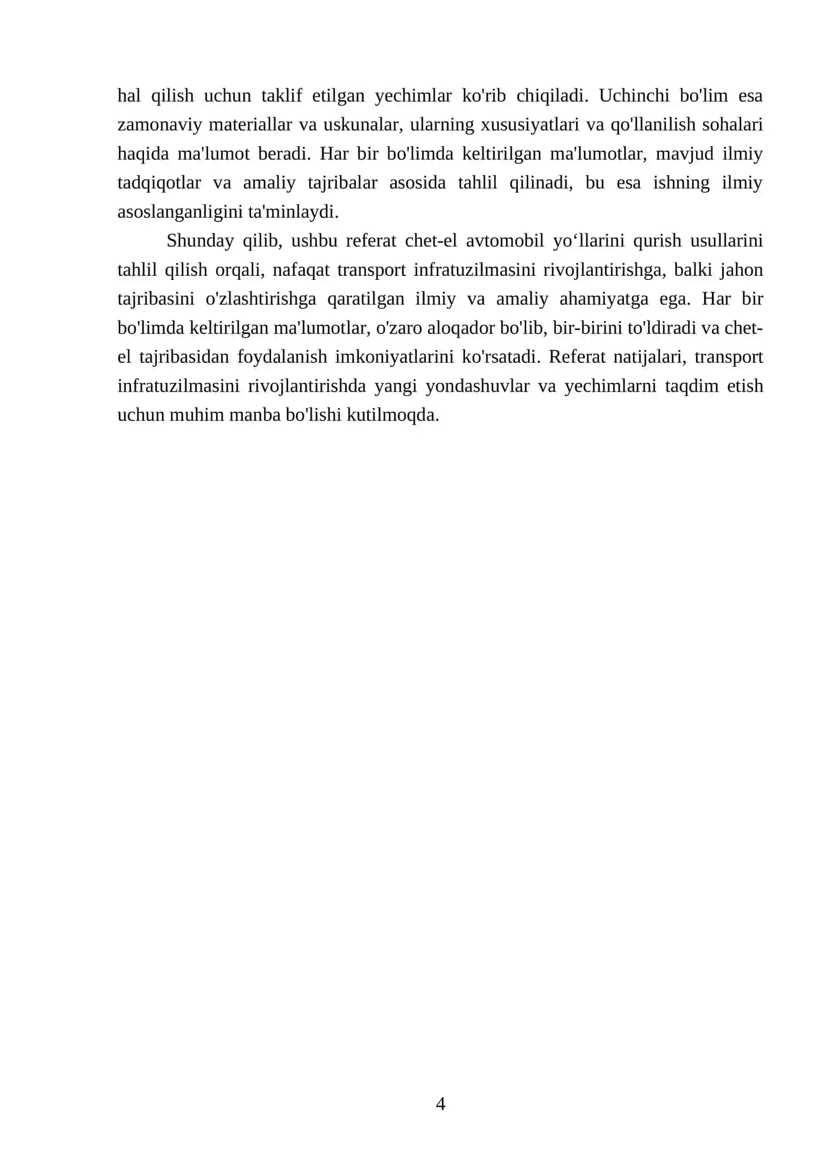 Chet-el avtomobil yoʻllarini qurish usullarini tahlil qilish (REFERAT) 25-listdan 4