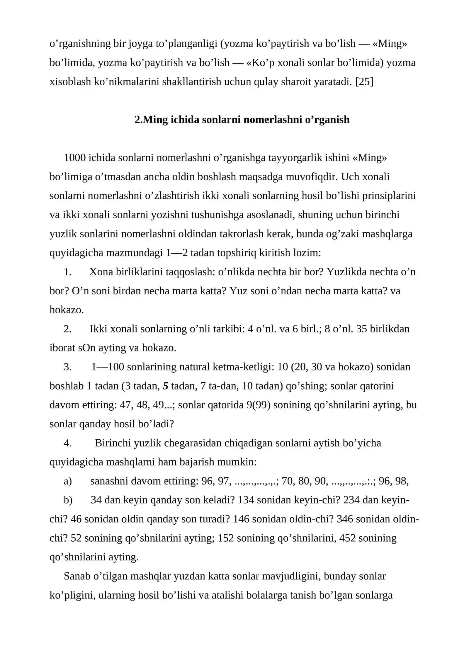Boshlang’ich sinf o’quvchilarini minglik mavzusini o’qitishda nomerlashni o’rgatish metodikasi 4