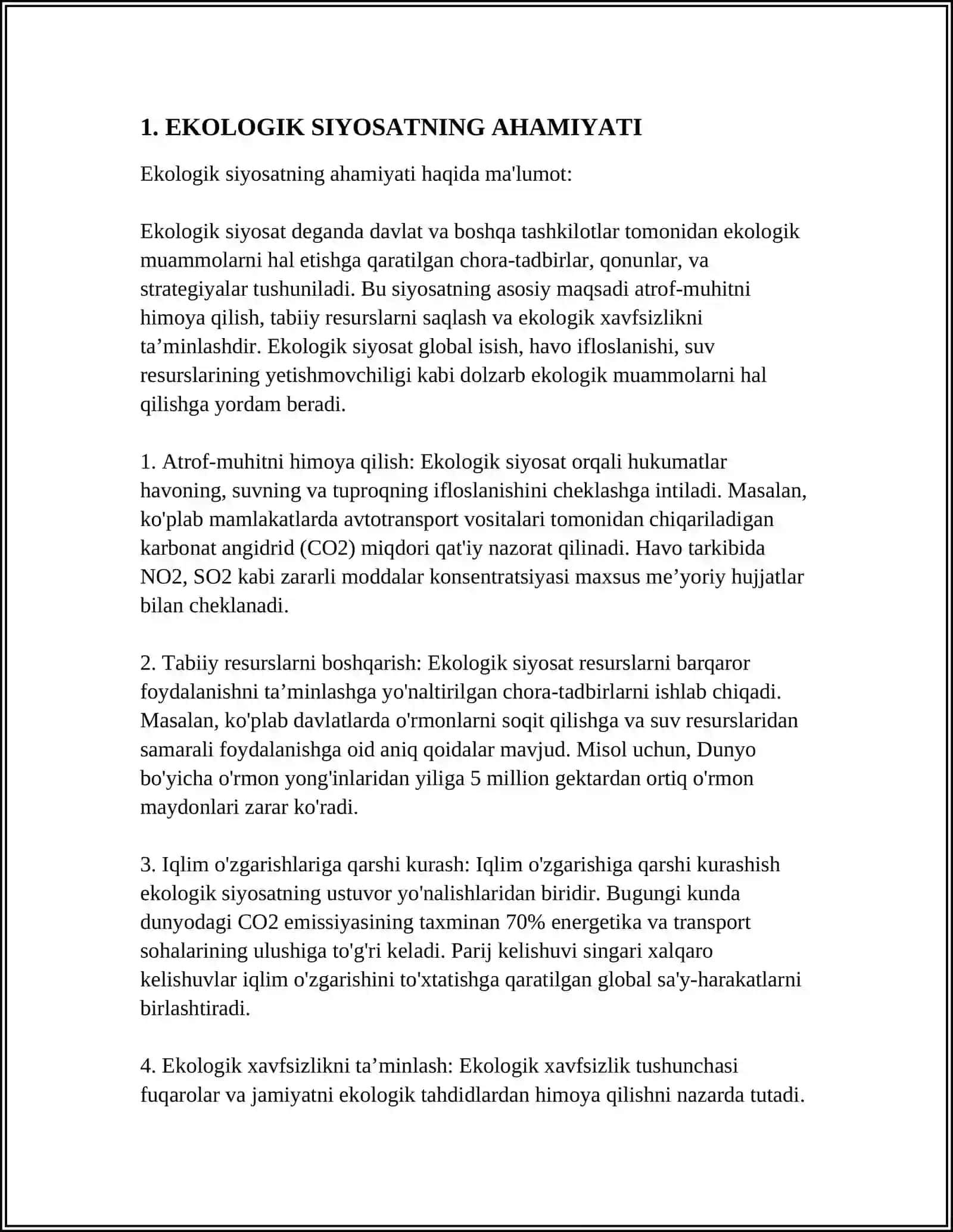EKOLOGIK SIYOSATNING MOHIYATI, TURLARI VA VAZIFALARI 4
