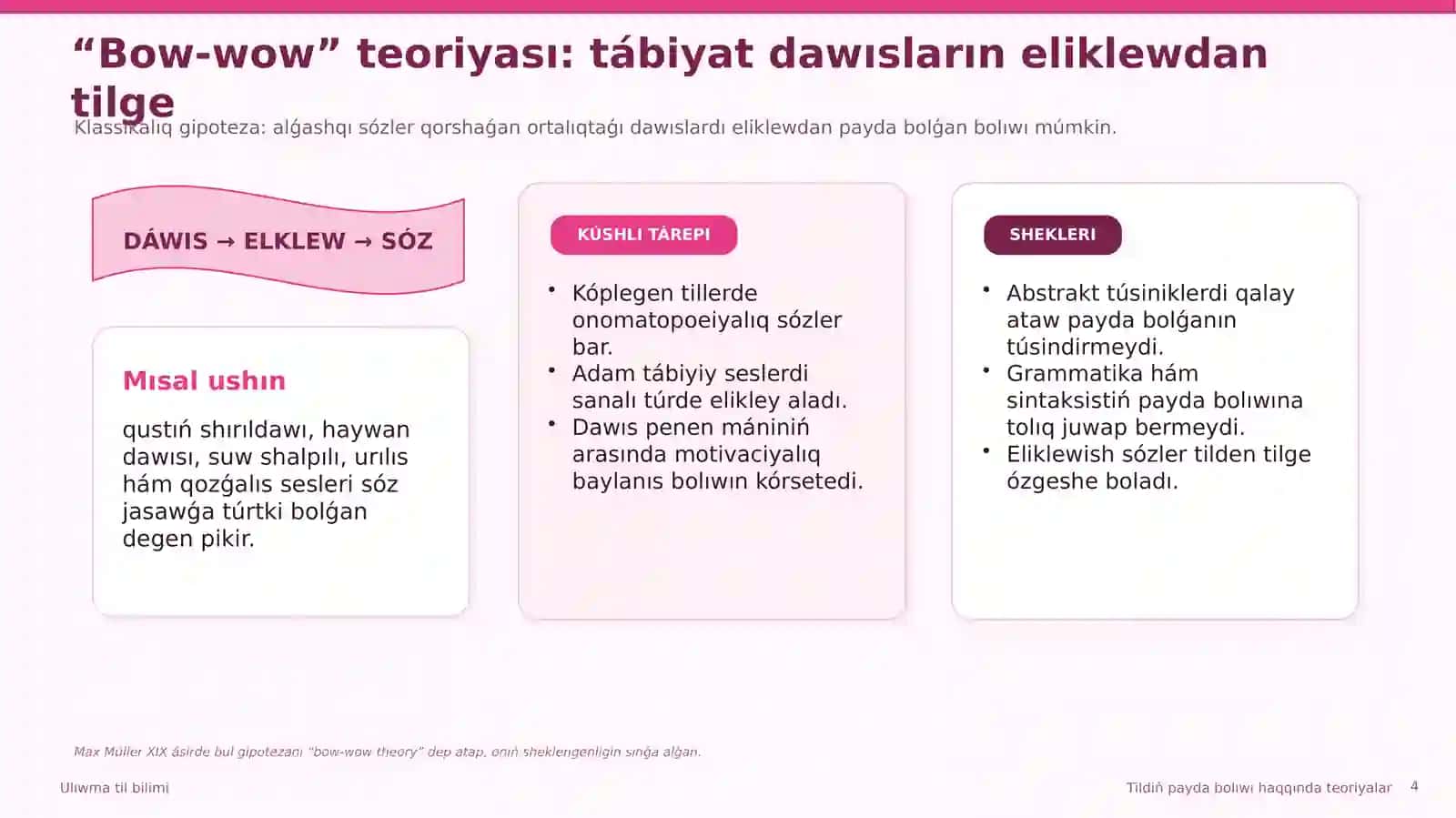 Til genezisi mashqalasınıń mazmunı 4