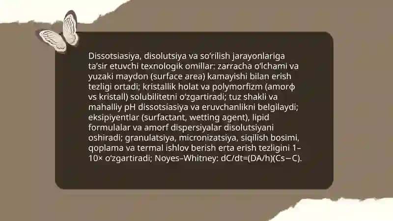 Texnologik jarayonlar va ularni dori vositalarining biosamaradorlikka ta'siri 4