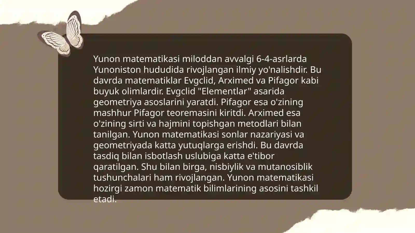 Matematikaning rivojlanish davrlari 4
