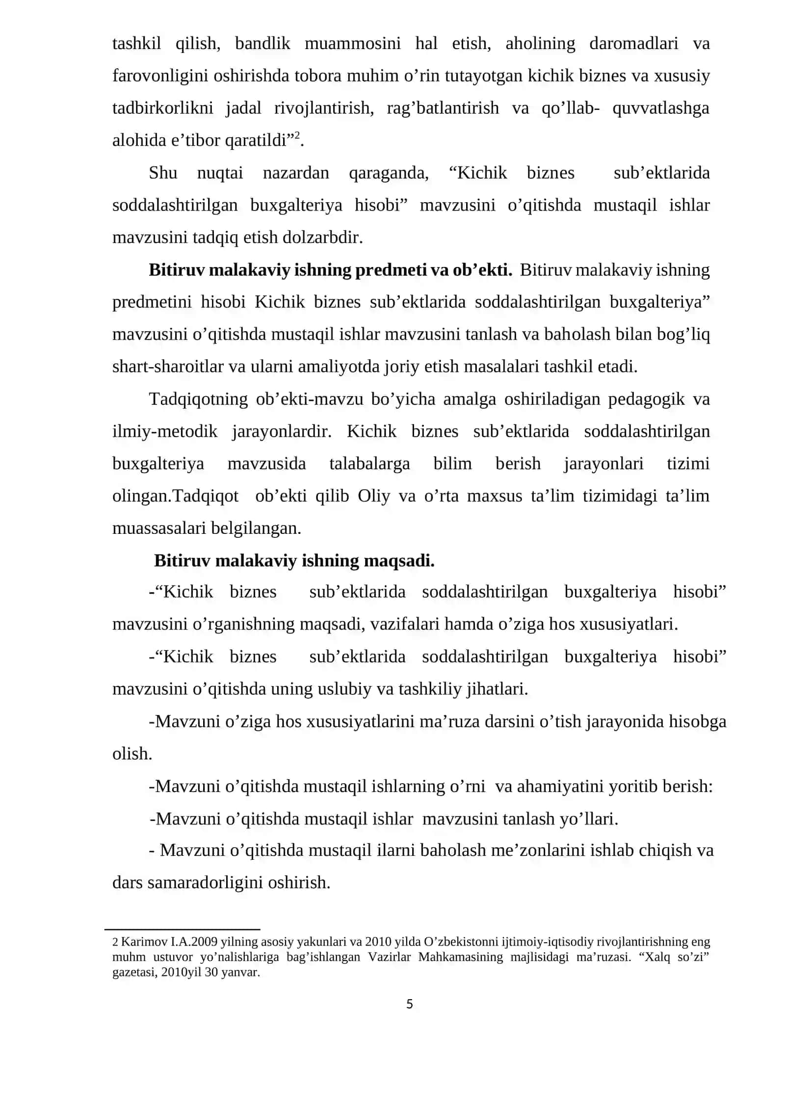 Kichik biznes su’bektlarida soddalashtirilgan buxgalteriya hisobi mavzusini o’qitishda mustaqil ishlar mavzusini tanlash va ularni baholash metodikasi 4