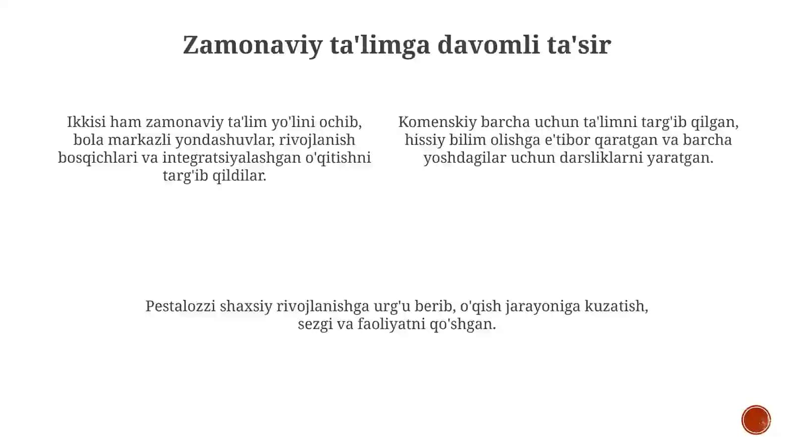 Yan Amos Komenskiy Iogan Pestalotsi ning pedagogika faniga qoʻshgan hissasi 4