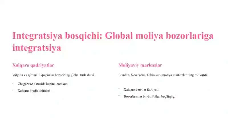 Rivojlangan mamlakatlar bank va moliya bozorlarining rivojlanish bosqichlari 4