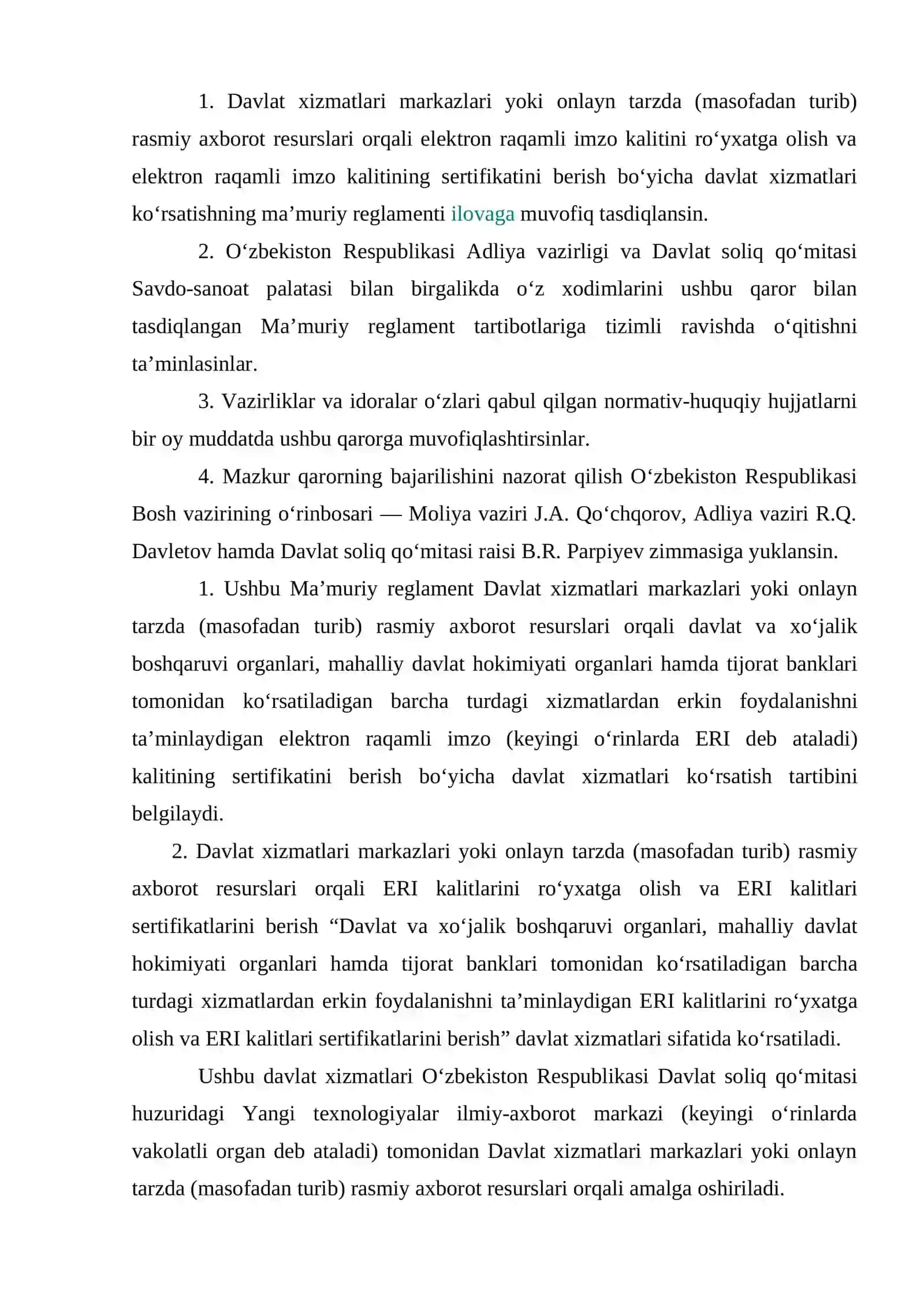 Ma’muriy reglamentlar orqali davlat xizmatlarini ko‘rsatish tartibi, Fuqarolar va tashkilotlarning m 4