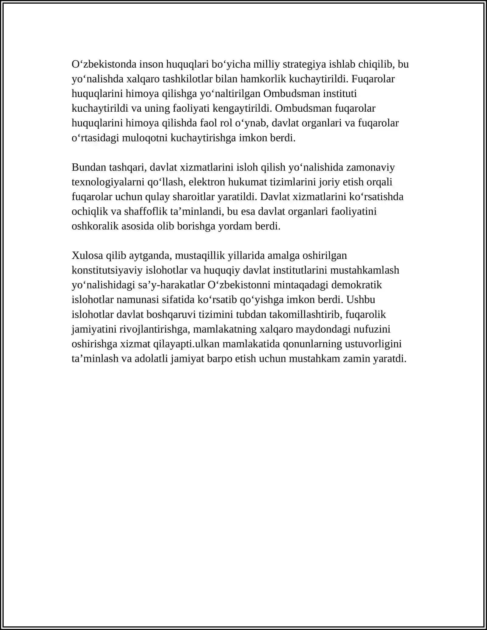 MUSTAQILLIK YILLARIDA DAVLAT BOSHQARUVI TIZIMIDA AMALGA OSHIRILAYOTGAN ISLOHOTLAR 4