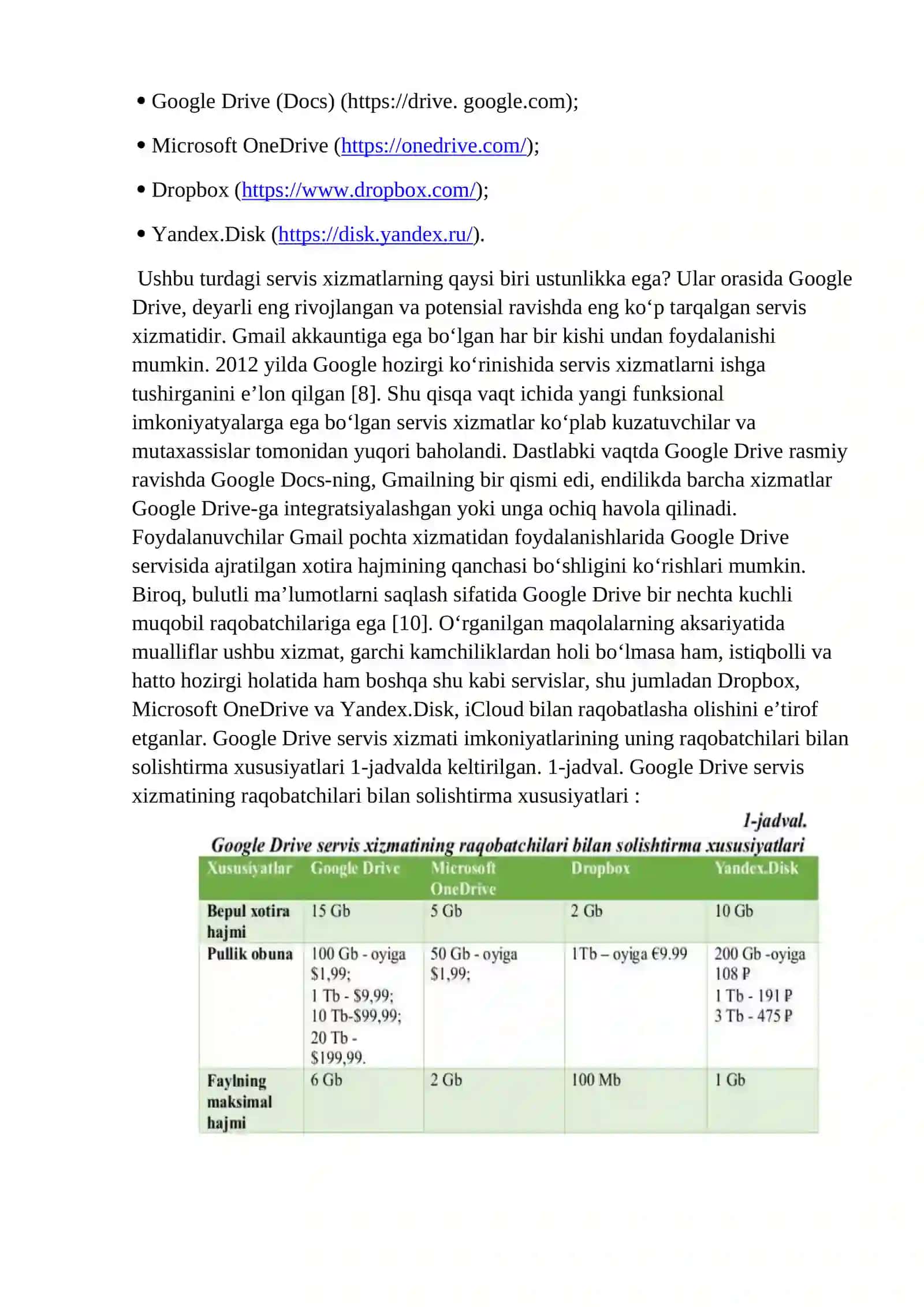 Google Drive Bulut tizimida ishlash 4