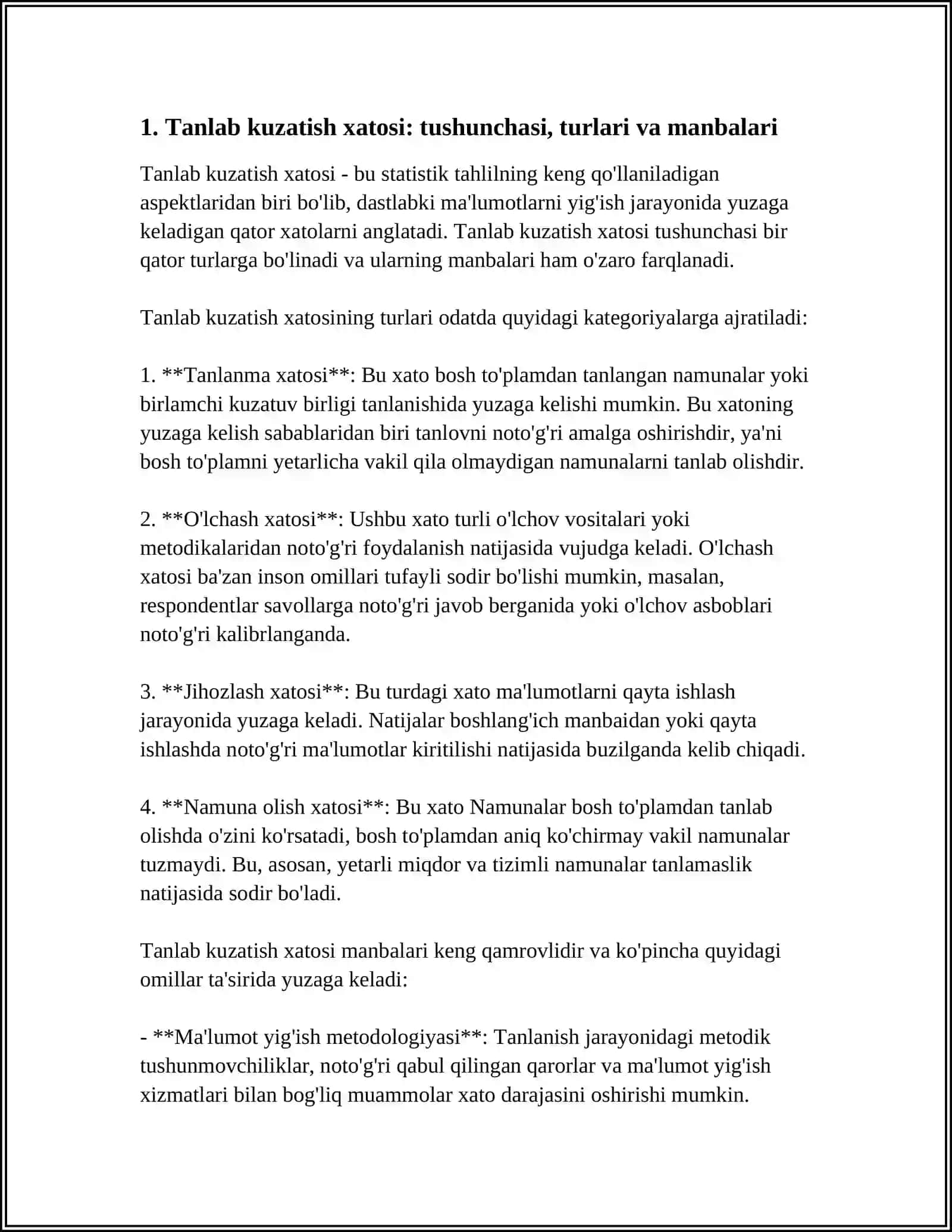 TANLAB KUZATISH XATOSI 4