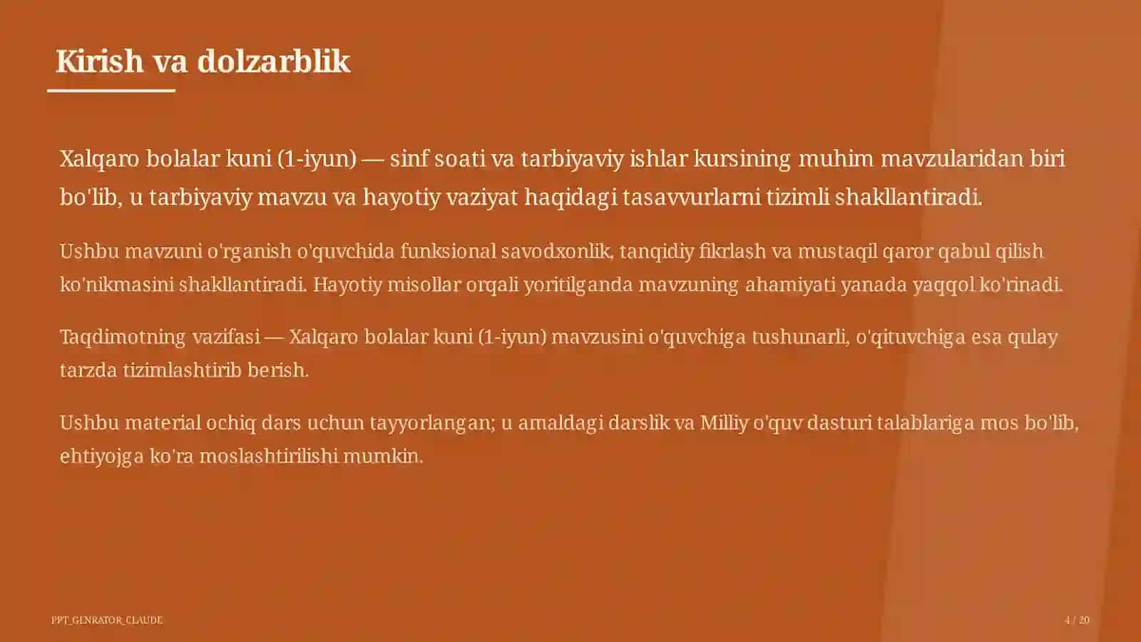 Sinf soati va tarbiyaviy tadbirlar 4