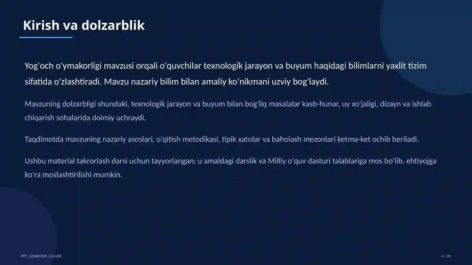 Yog'och o'ymakorligi (7-sinf) 4