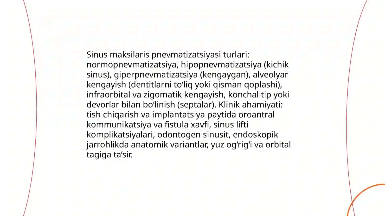 Yuqori jagʻ yani sinus maksilarisni turlari 4