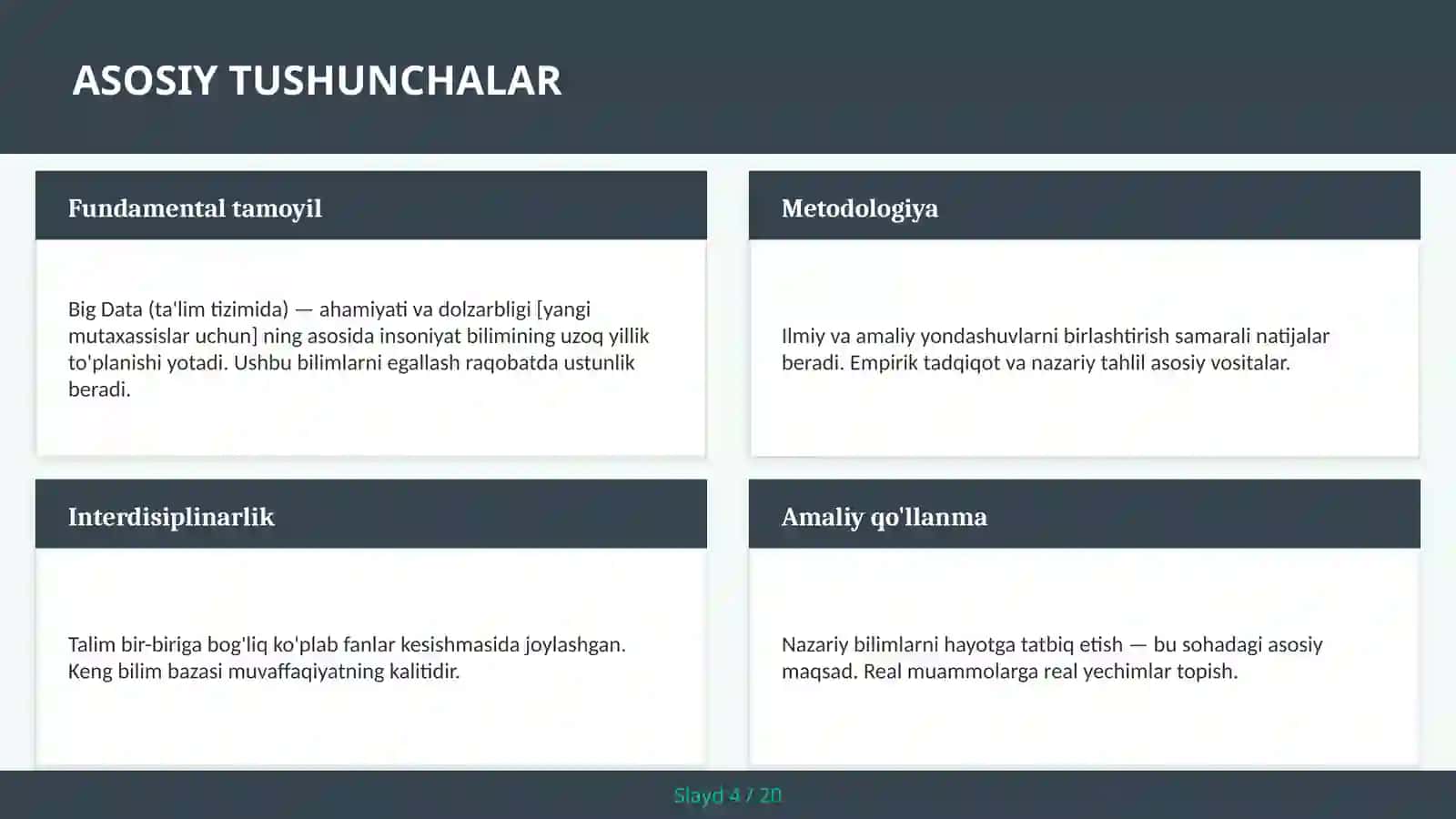 Big Data (ta'lim tizimida) — AHAMIYATI VA DOLZARBLIGI [YANGI MUTAXASSISLAR UCHUN] 4