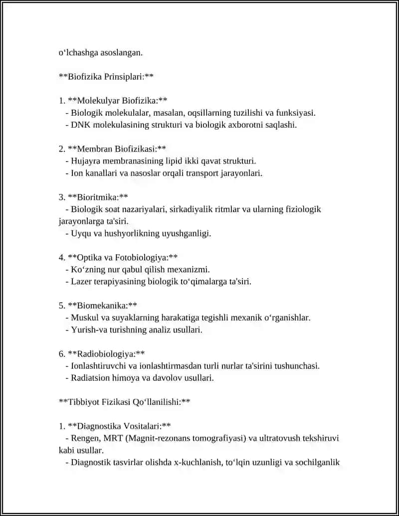 Tibbiyot fizikasi asoslari va biofizika prinsiplari 4