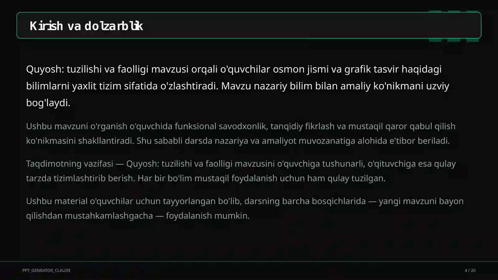 Quyosh: tuzilishi va faolligi (11-sinf) 4