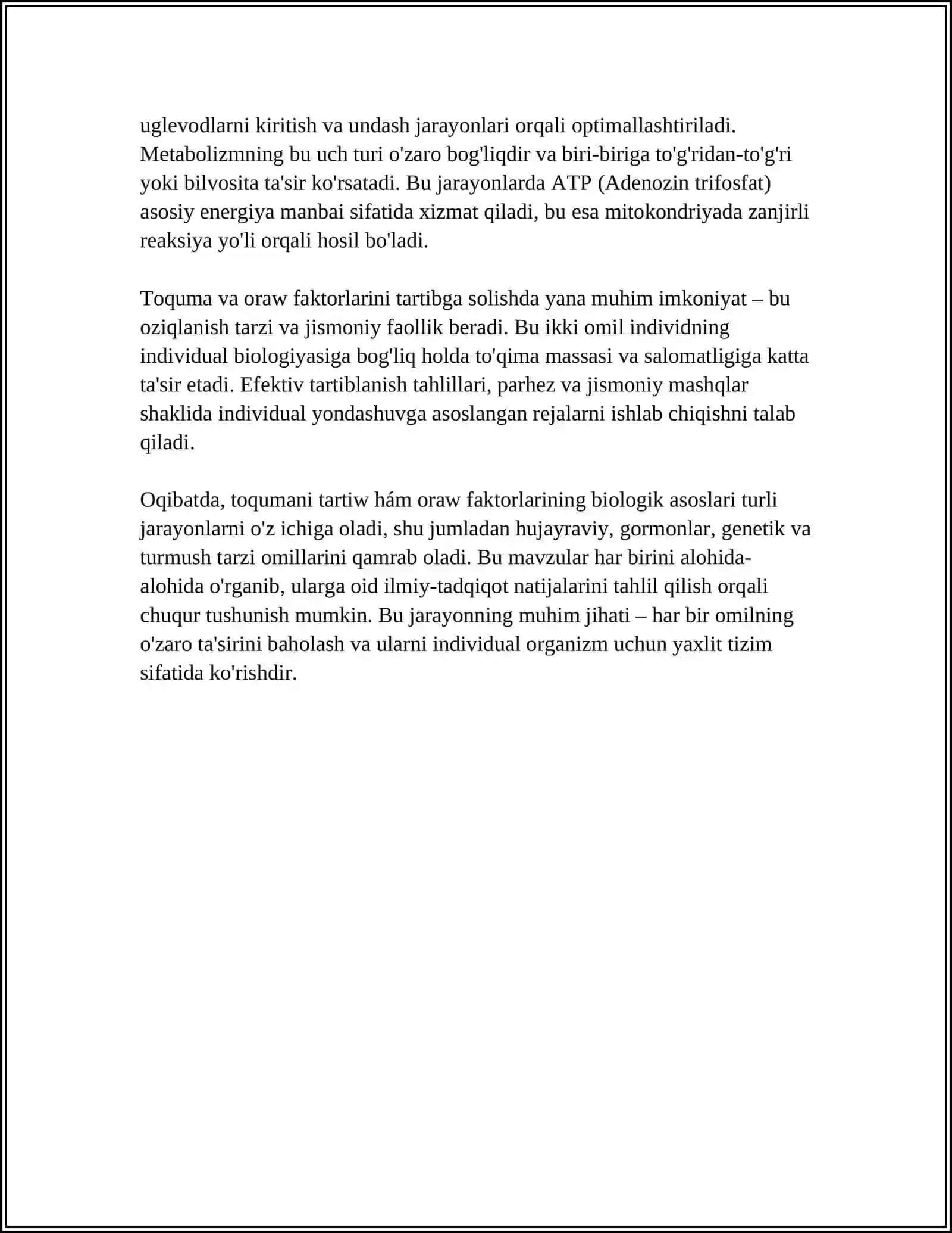 TOQUMANI TARTIW HÁM ORAW FAKTORLARI, OLARDI RETLEW HÁM ORNATIW 4