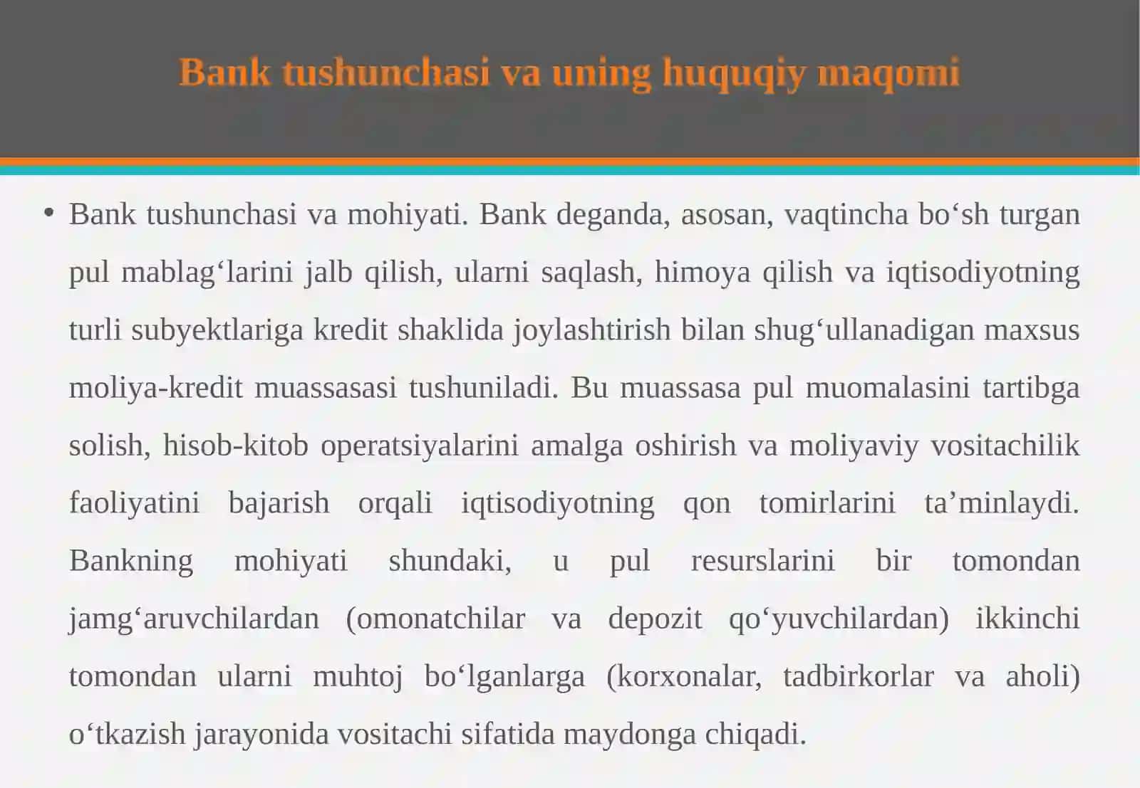 Bank va bank faoliyati tushunchasi 4