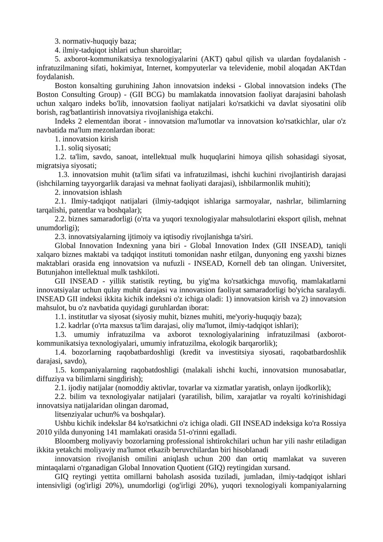 Mamlakat innovatsiya faoliyatini baholash 4