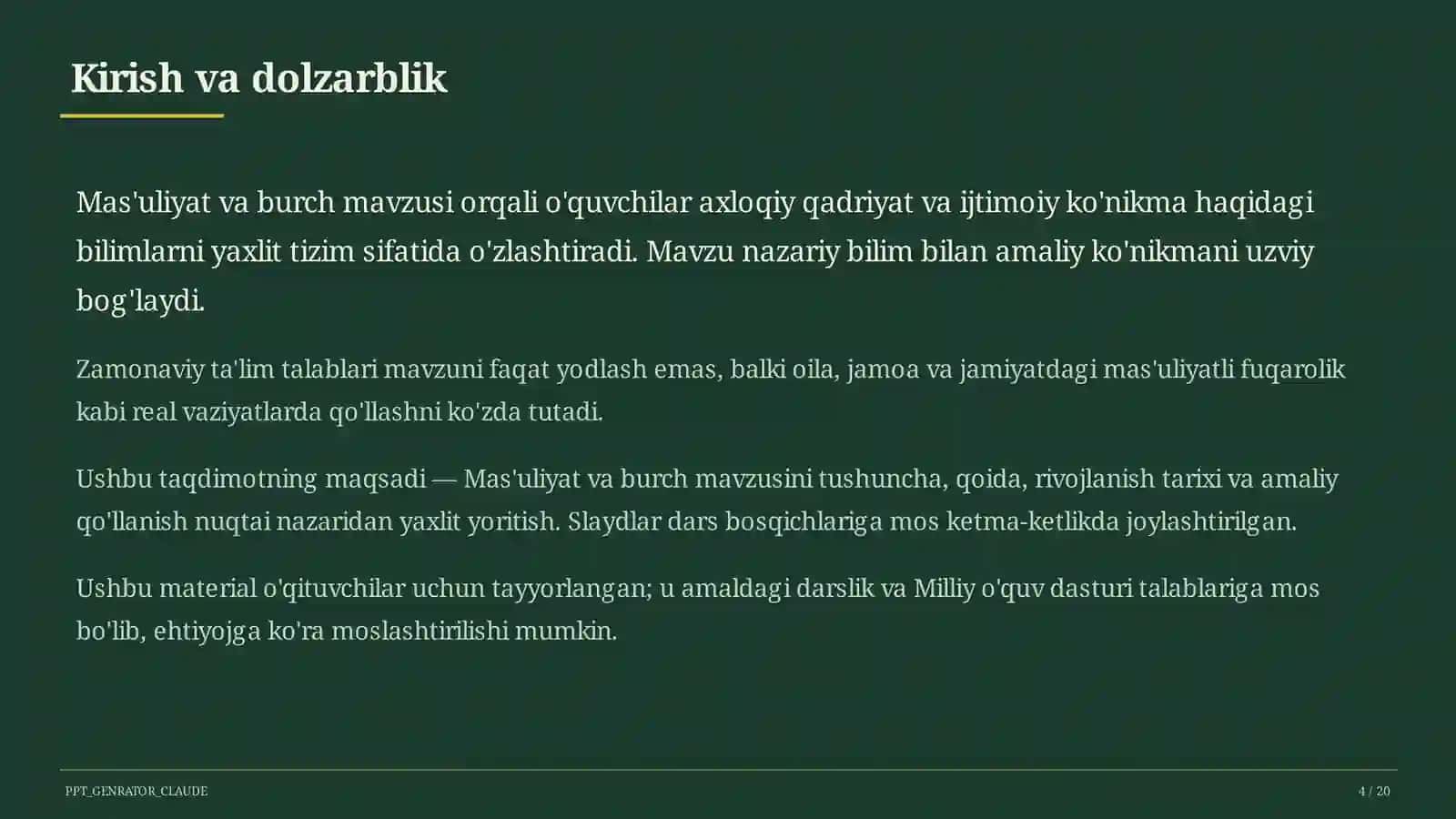 Mas'uliyat va burch (6-sinf) 4