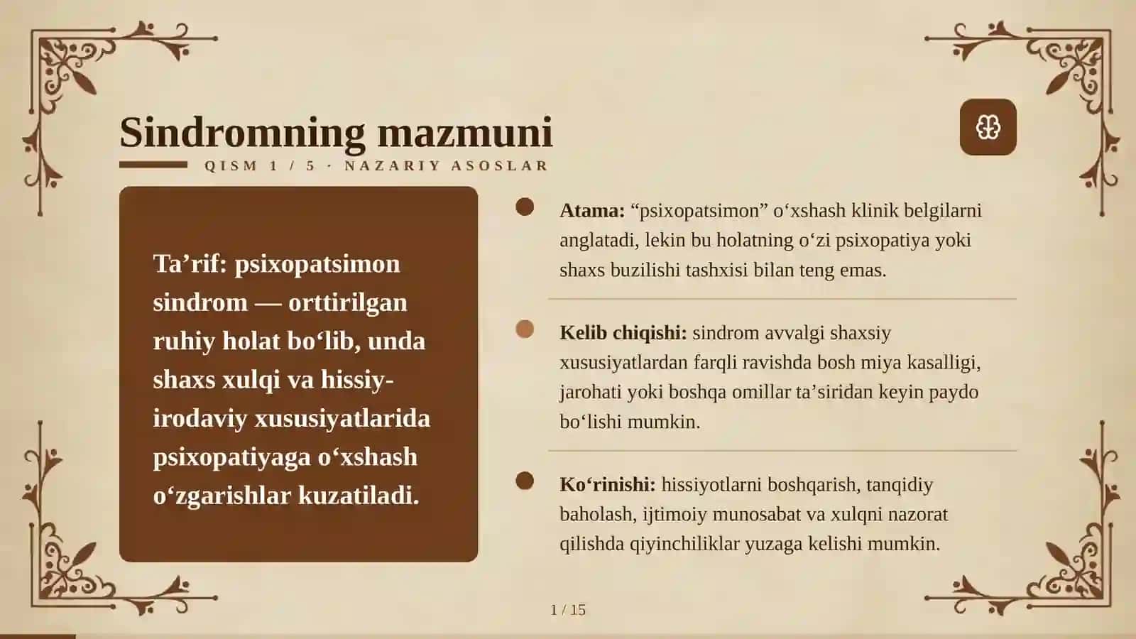 Psixopatsimon sindromlar: belgilari va yondashuvlar 4