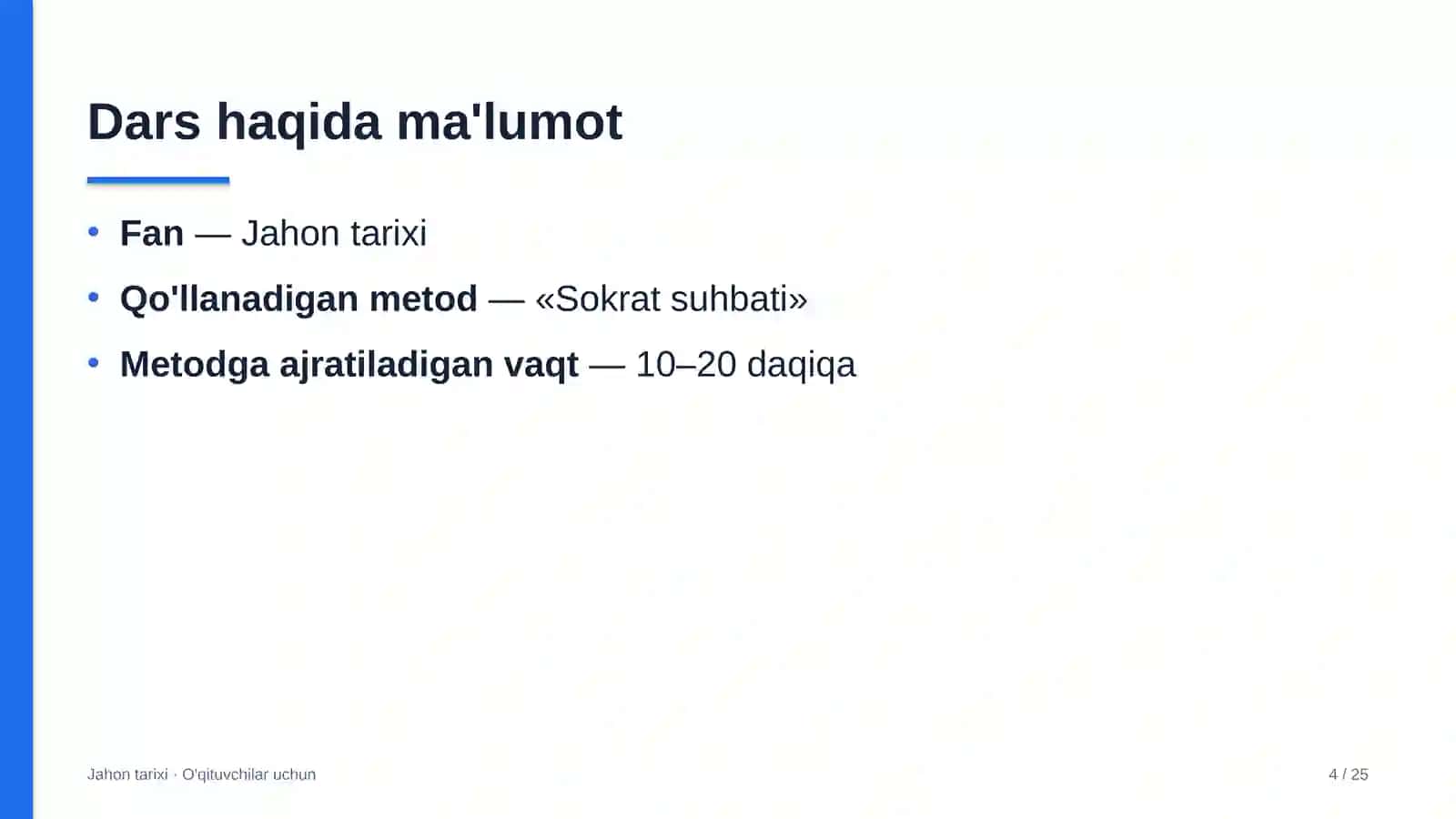 jahon tarixi darslarida sokrat suhbati metodidan foydalanish 5599 4