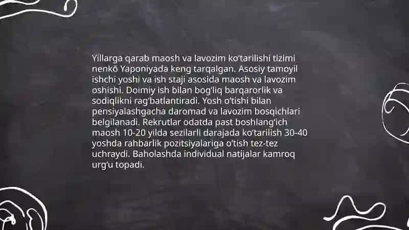 Yaponiyada inson resurslarini boshqarishning asosiy xususiyatlari 4