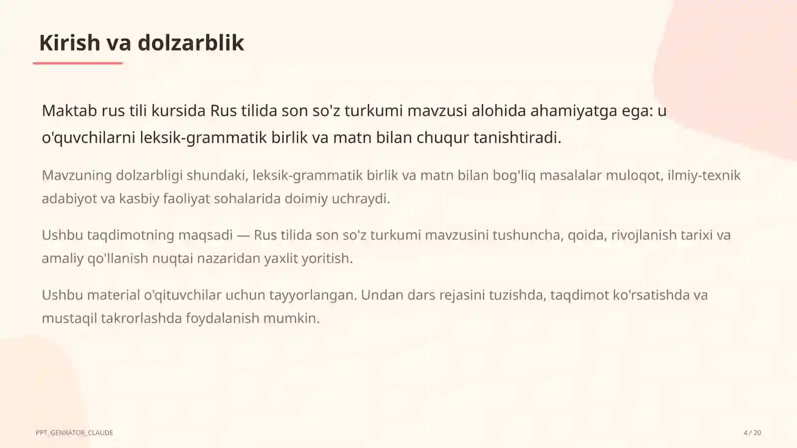 Rus tilida son so'z turkumi (6-sinf) 4