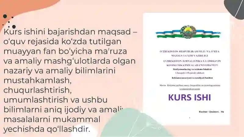 OLIY TA`LIMDA KURS ISHI VA UNGA QO‘YILADIGAN TALABLAR 4