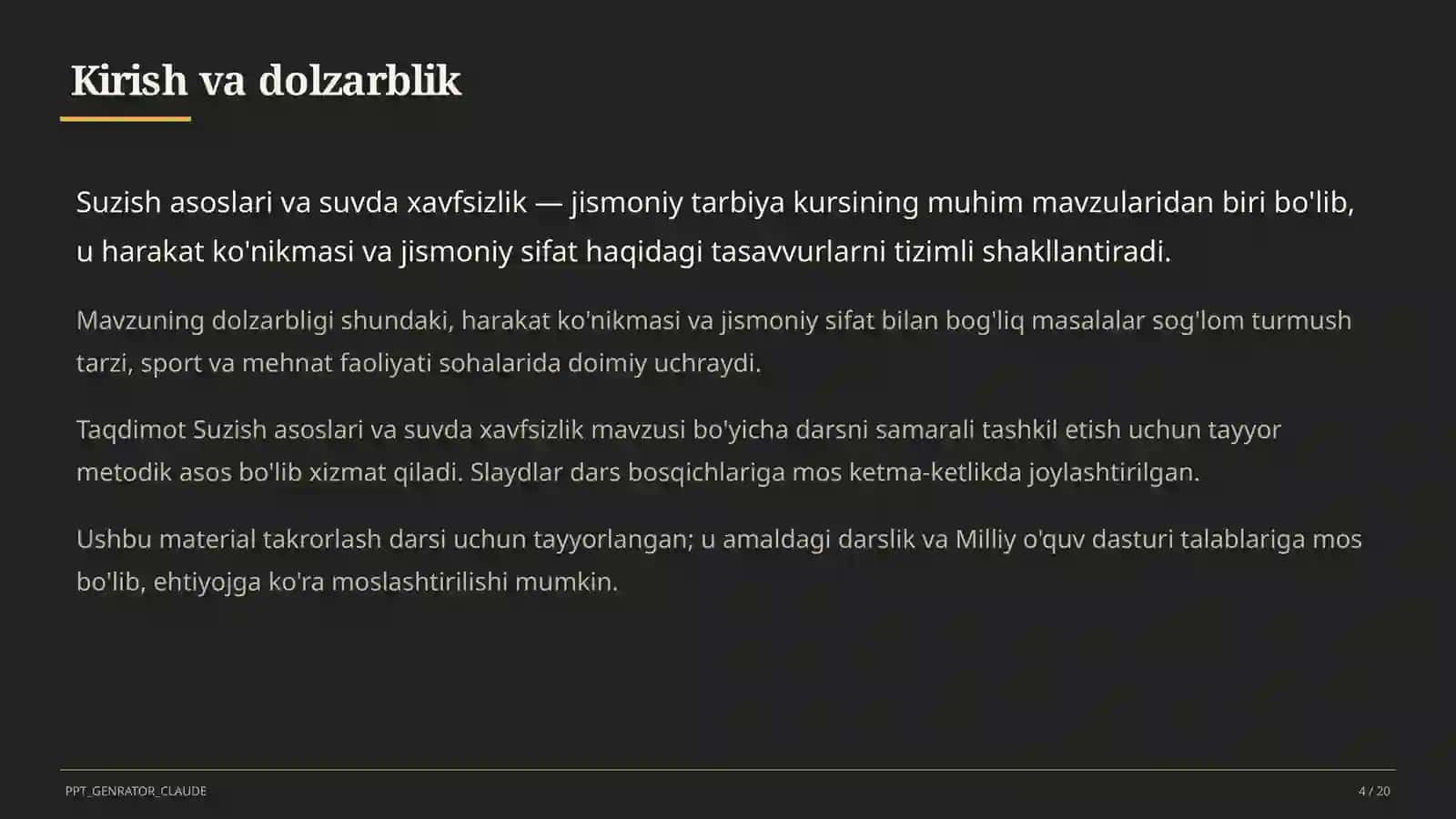 Suzish asoslari va suvda xavfsizlik (6-sinf) 4