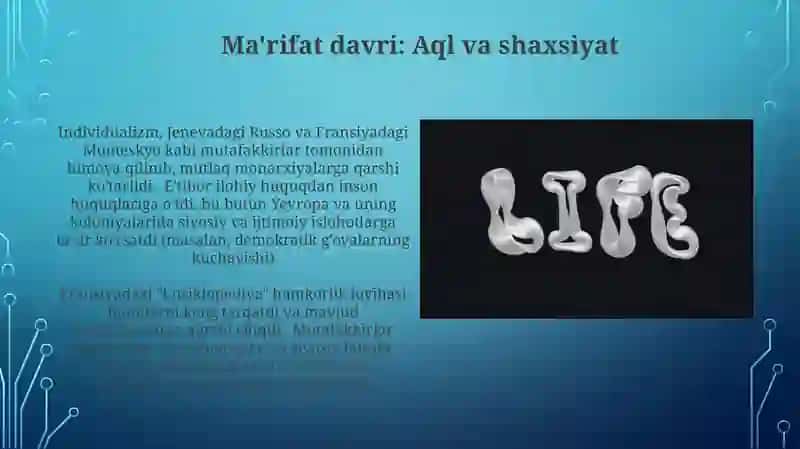 19 ASRNING OXIRIDA ĞARBIY YEVROPADA HAYOT FALSAFASI 4