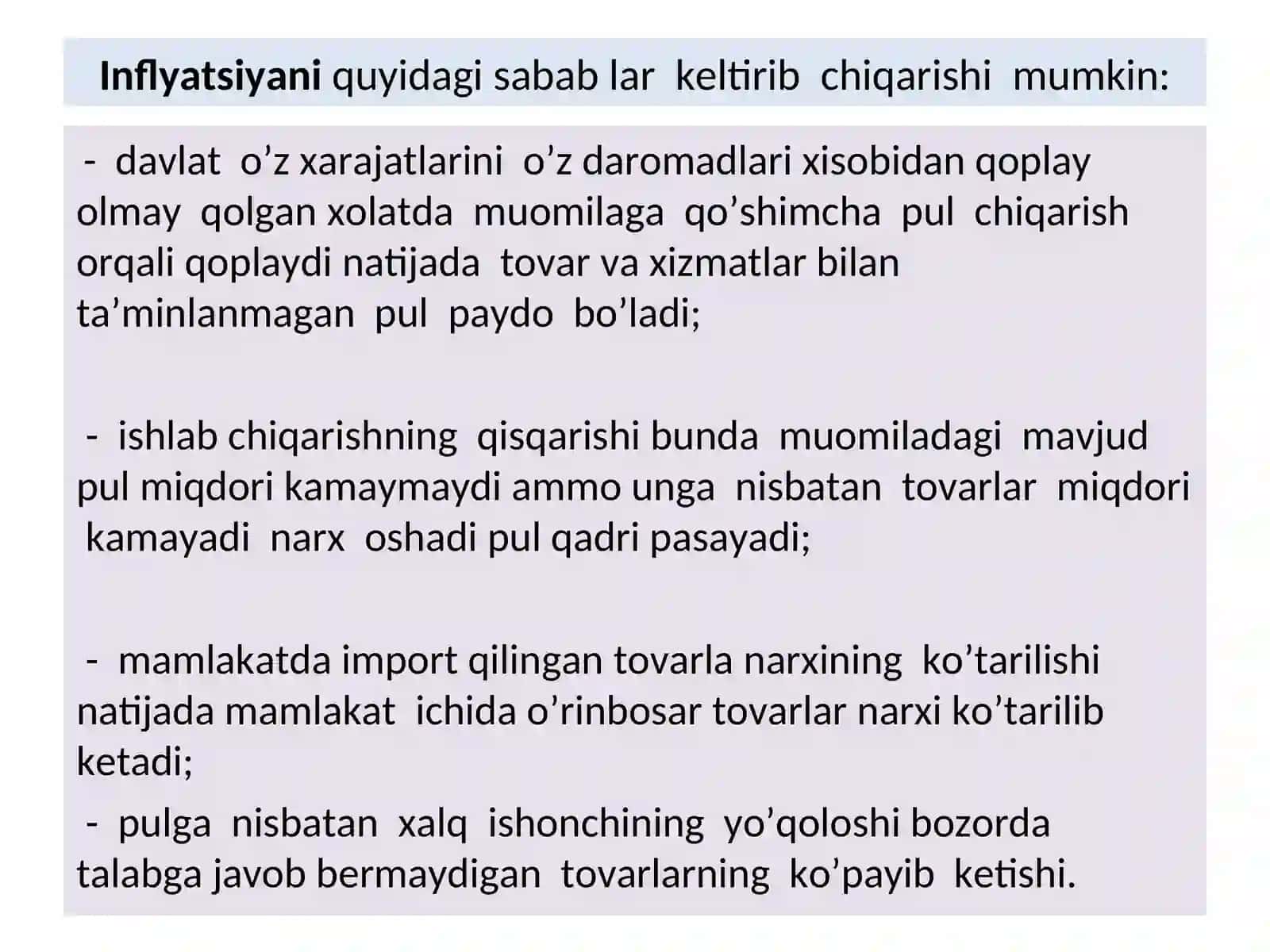 Inflyatsiya, pul harakati va inflyatsiyaga olib keluvchi shart-sharoitlar 4