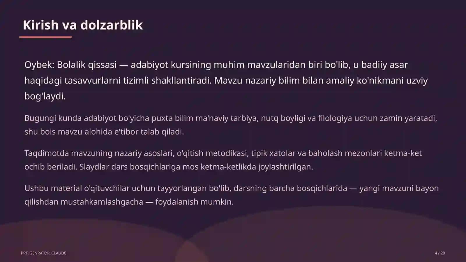 Oybek: Bolalik qissasi (6-sinf) 4