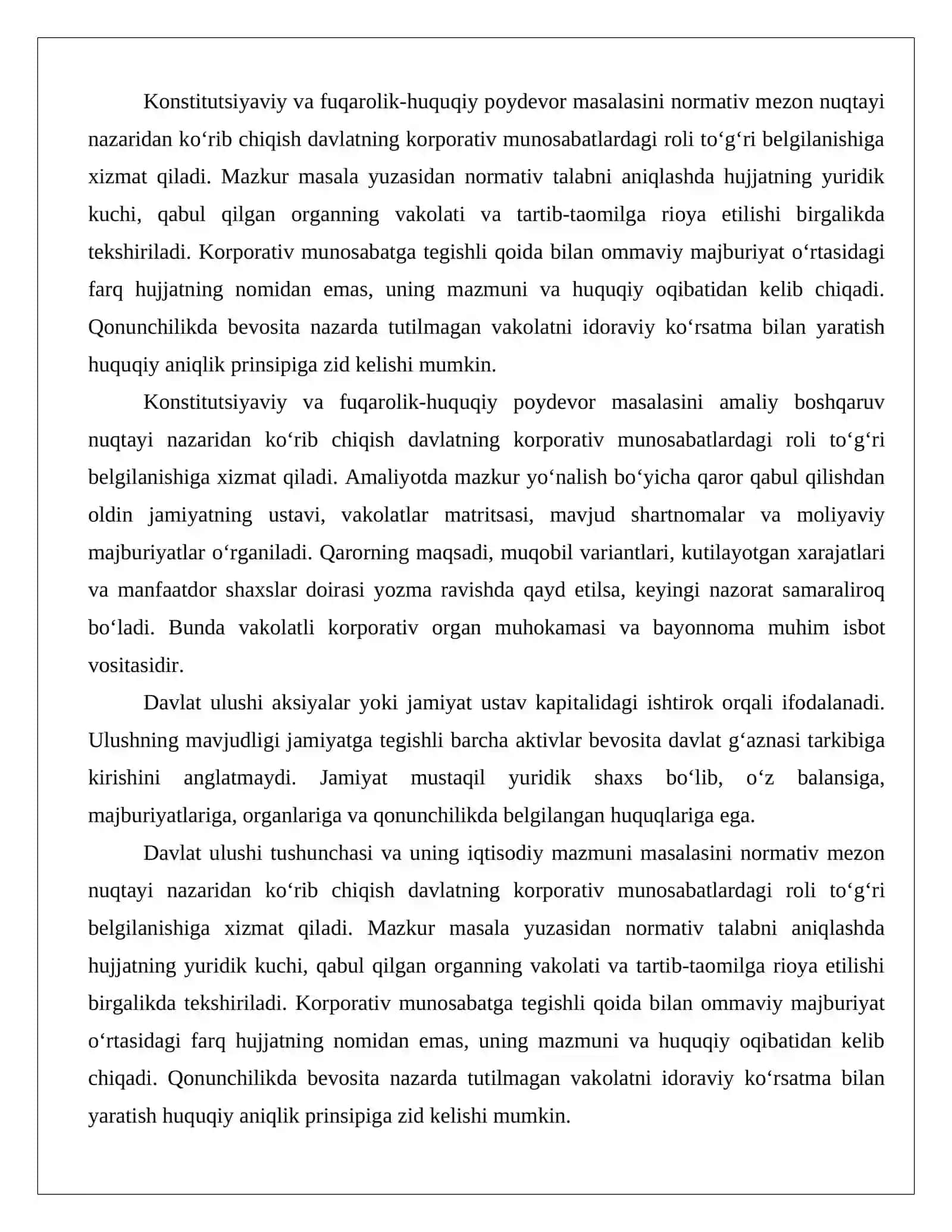 Davlatning korporativ munosabatlardagi ishtiroki: davlat ulushi mavjud jamiyatlar va ommaviy-huquqiy tartibga solish chegaralari 4