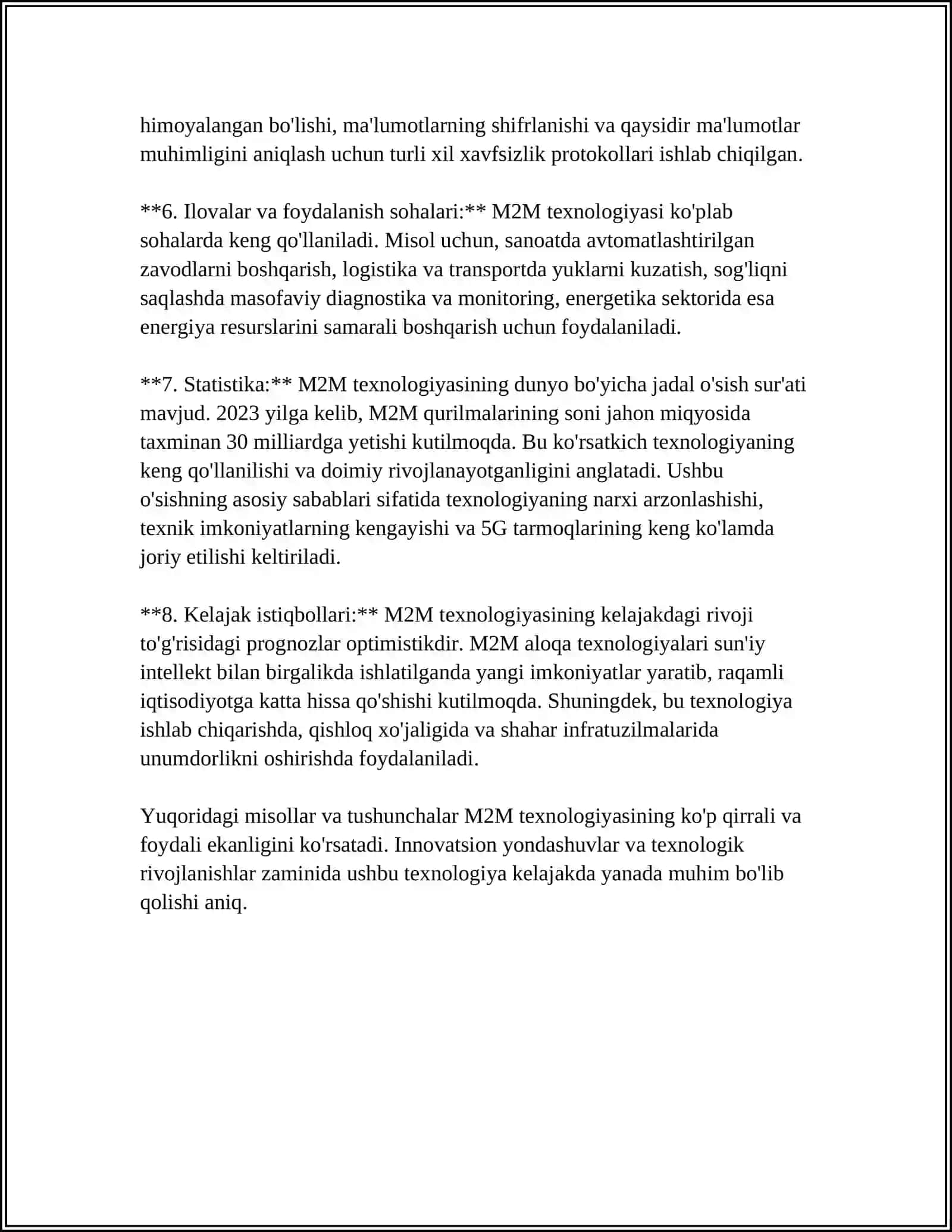RAQAMLI IQTISODIYOTNI RIVOJLANTIRISHDA "M2M" TEXNALOGIYASI 4