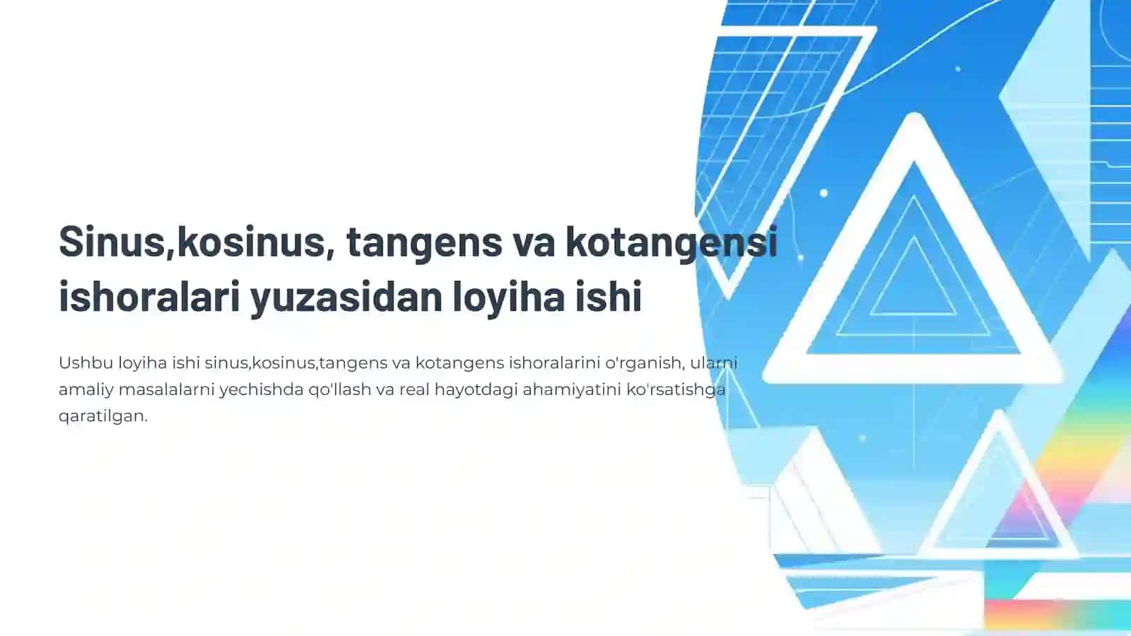 Sinus, kosinus, tangens va kotangensi ishoralari 4