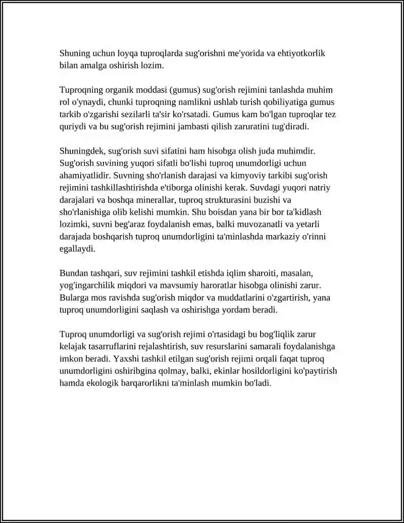 TUPROQ UNUMDORLIGI BOSHQARISHDA SUV REJIMI 4