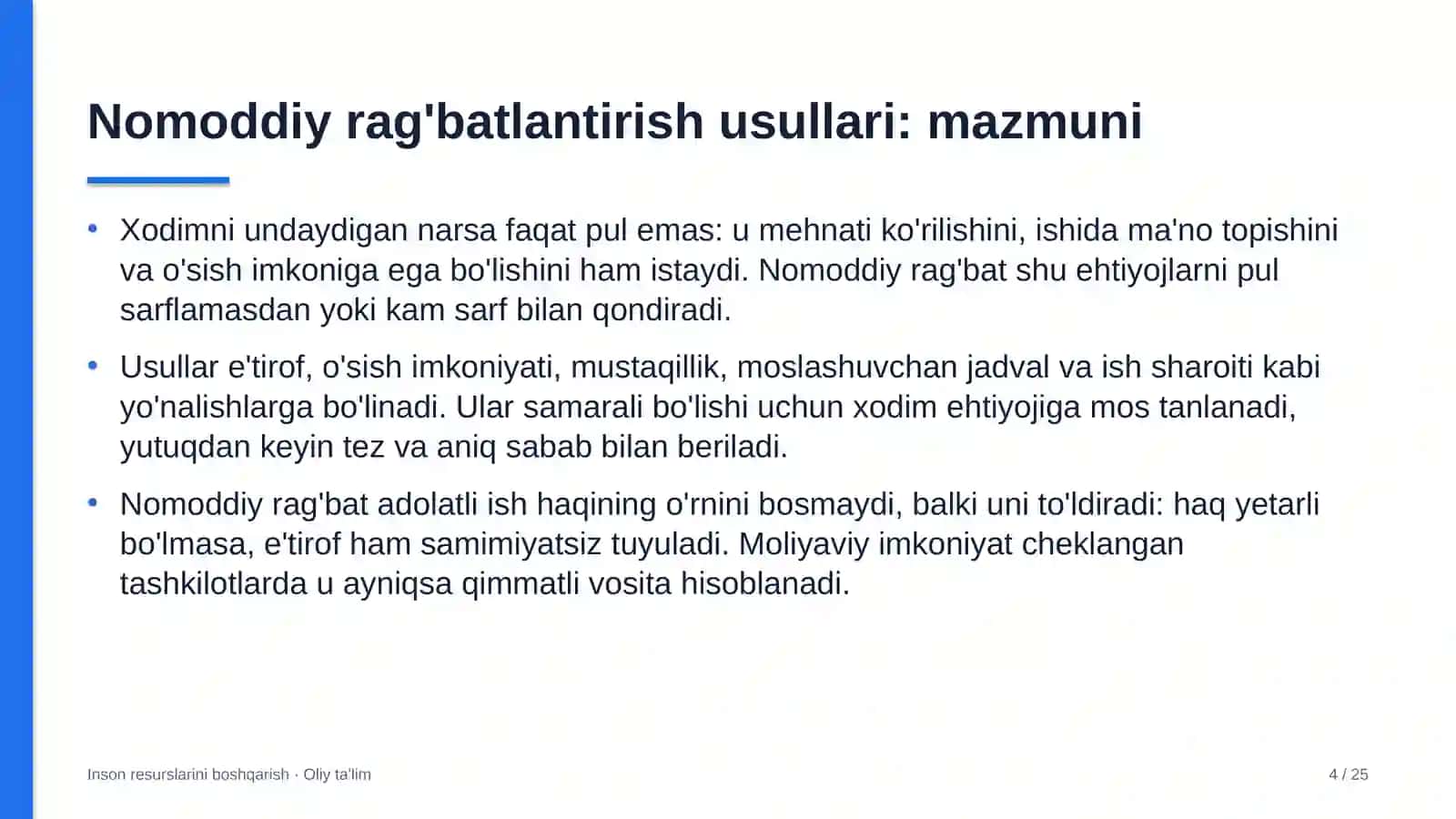 Limonchilikda nomoddiy rag'batlantirish usullari 4