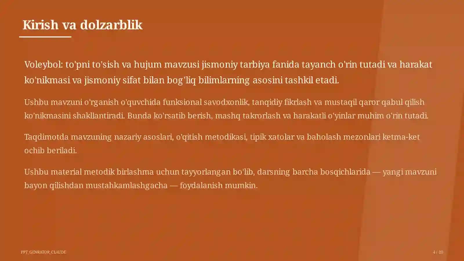 Voleybol: to'pni to'sish va hujum (7-sinf) 4