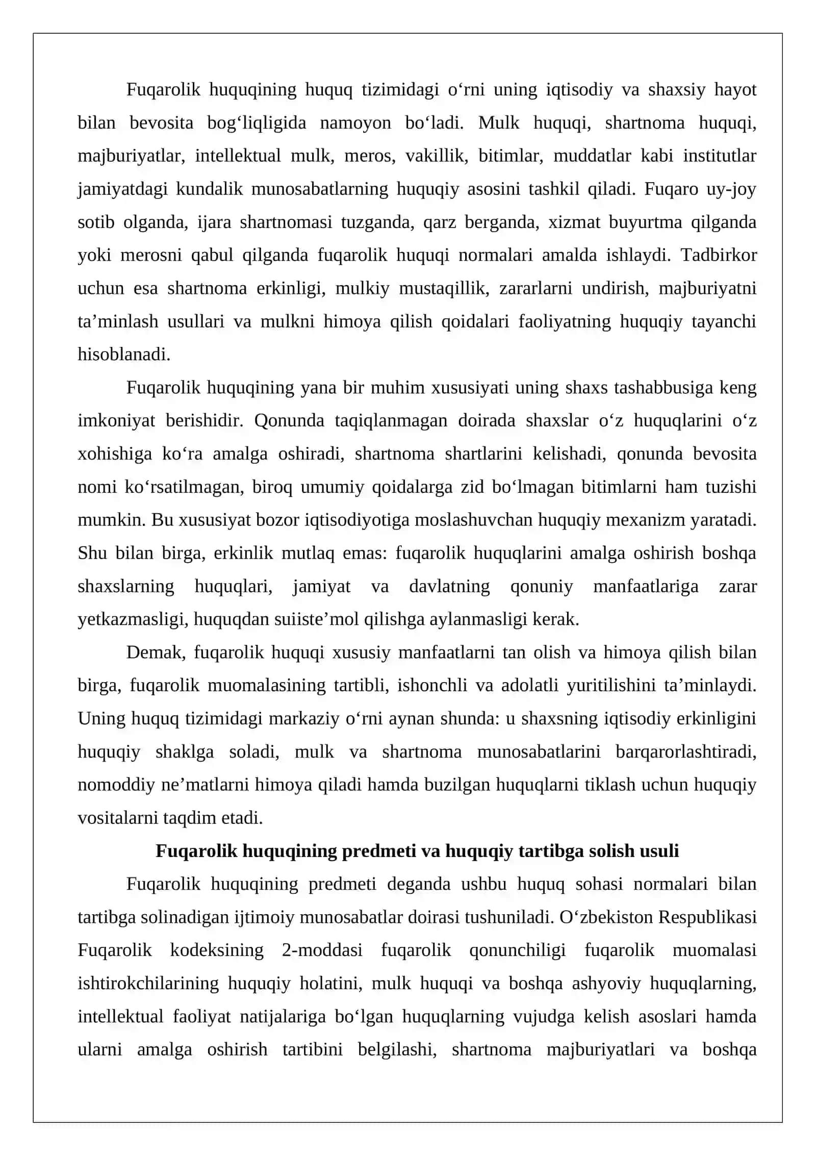 Fuqarolik huquqi tushunchasi, predmeti, tizimi va tamoyillari 4