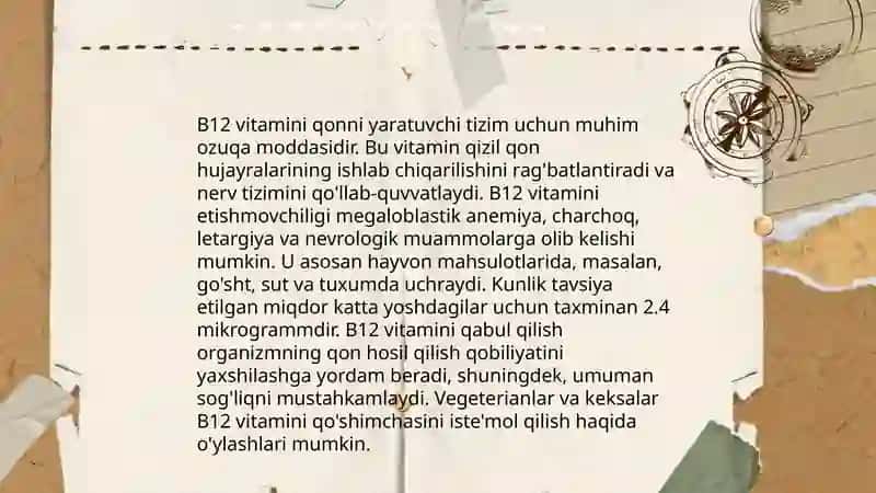 B12 va D vitaminlar inson organizmi ahamiyati 4